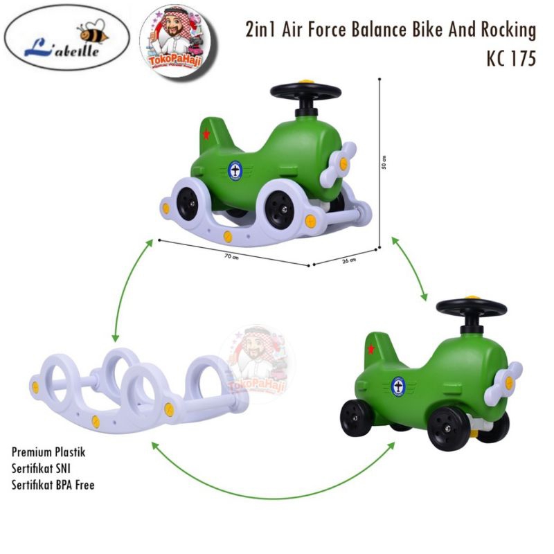 BALANCE BIKE + ROCKING 2 IN 1 AIRFORCE BALANCE BIKE / LABEILLE KC-175