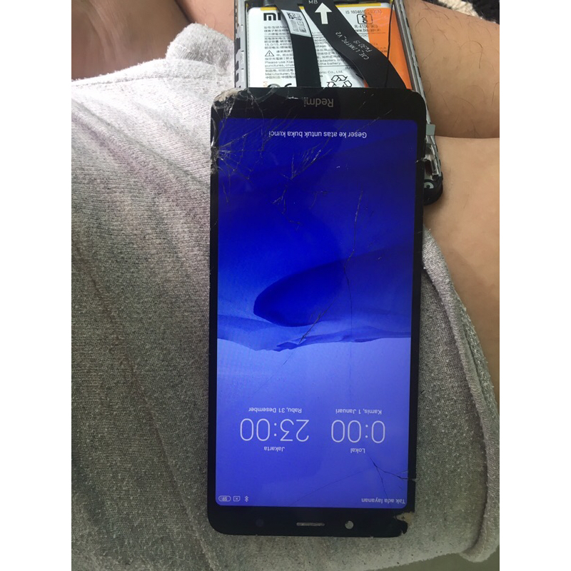 LCD REDMI 7A ORI COPOTAN RETAK GLASS