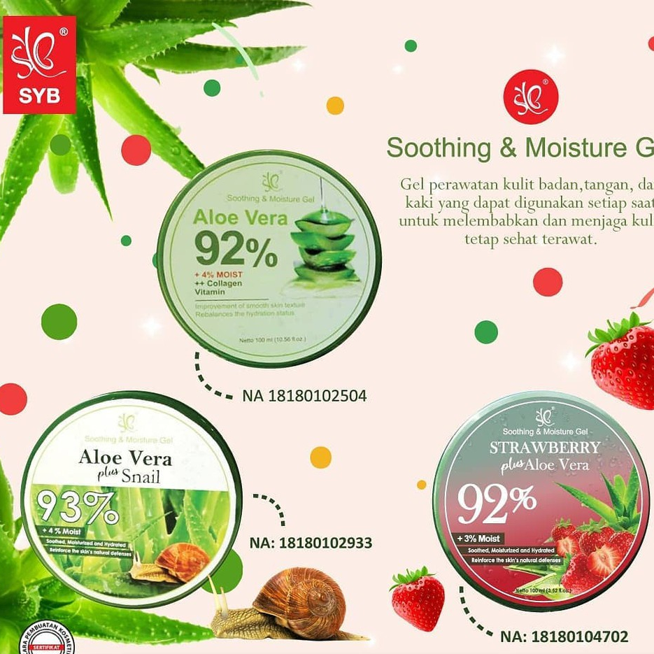 ✨LACIKOSME✨ SYB SOOTHING &amp; MOISTURE GEL ALOE VERA PLUS SNAIL 93% / 92% PLUS STRAWBERRY BPOM ORIGINAL