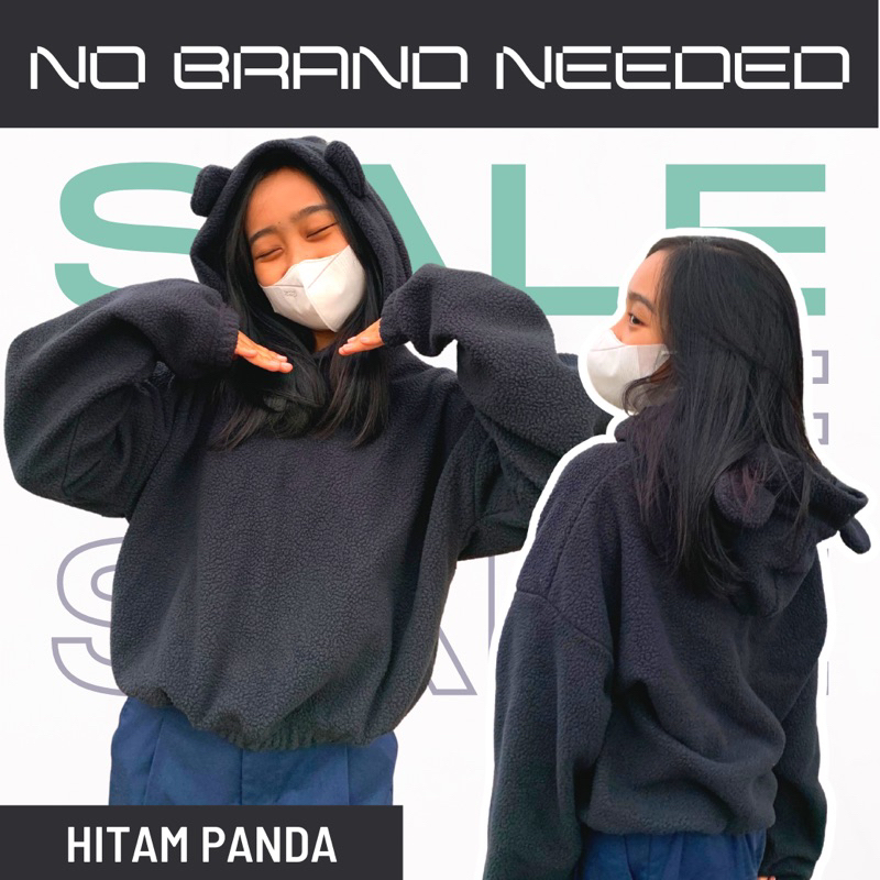 Sweater Hoodie Kuping Panda Crop