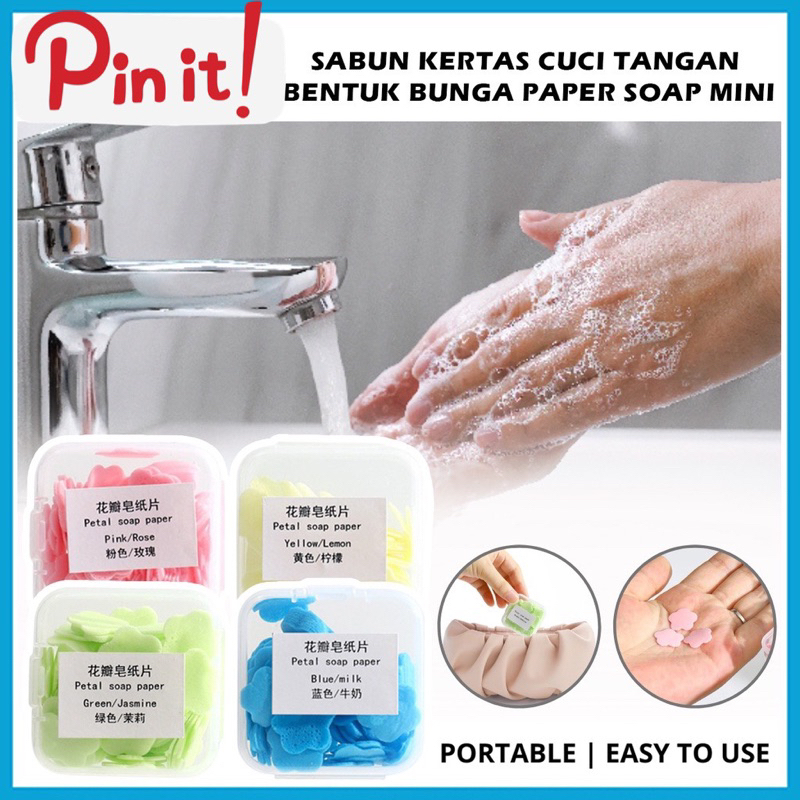 {Instant COD MEDAN TERMURAH} ISI +- 100 pcs Sabun Kertas Mini Motif Bunga / Sabun Cuci Tangan Kertas Paper Soap Traveling / Sabun Travel Portable Sabun Cuci Tangan Praktis