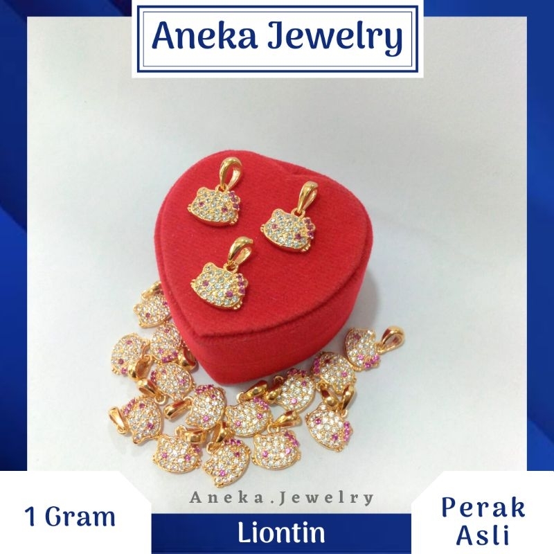 Liontin Hello Kitty Cor Mata Full, Sepuh Emas Kuning, Perak 925