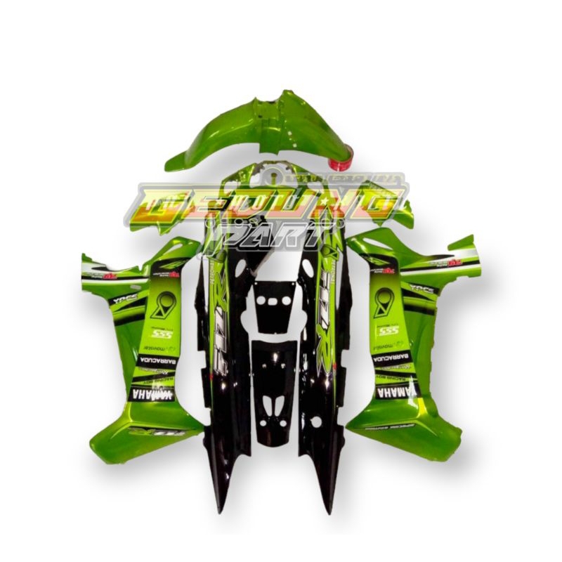 cover body fiz r petronas hijau full set fullset bodi halus yamaha fiz r hitam hijau