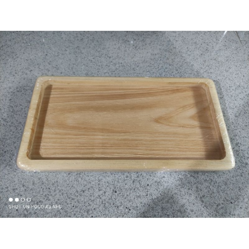 Baki Kayu Pinus/Wooden Plate/ Piring Kayu Pinus Persegi 34x18cm