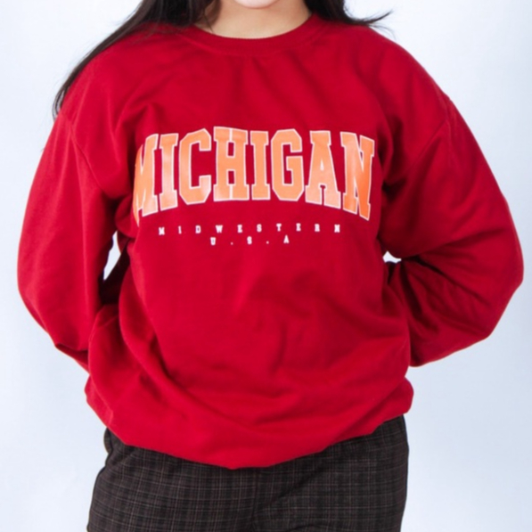 Promo Baju atasan wanita terbaru Sweater Wanita MICHIGAN Crewneck | Sweater Wanita OVERSIZE FIT TO XL