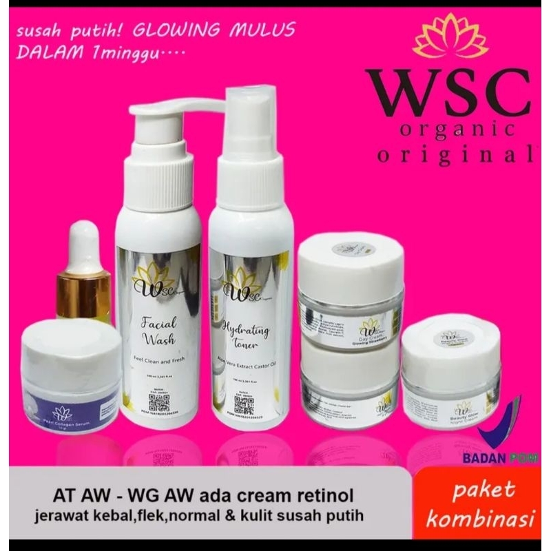 WSC ORGANIC PAKETCream/pemutih/wajah/free serum