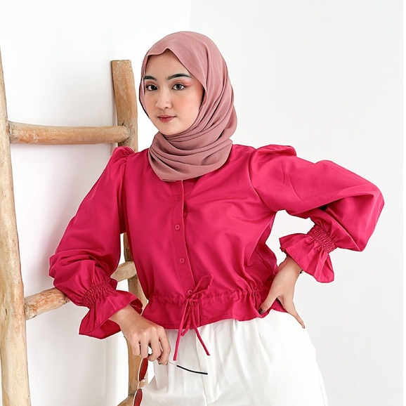 Zaira Blouse hijab cotton shirt atasan wanita by Vanesha Wear