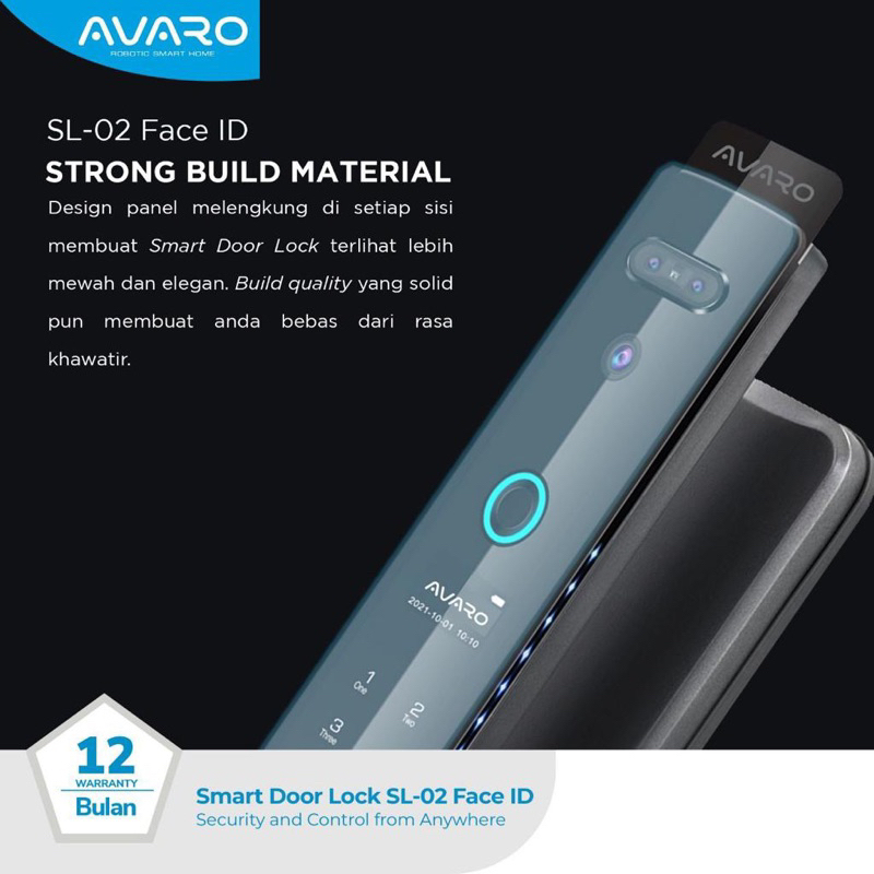 Avaro Smart Door Lock SL-02 Face Id kunci pintar Otomatis App Original