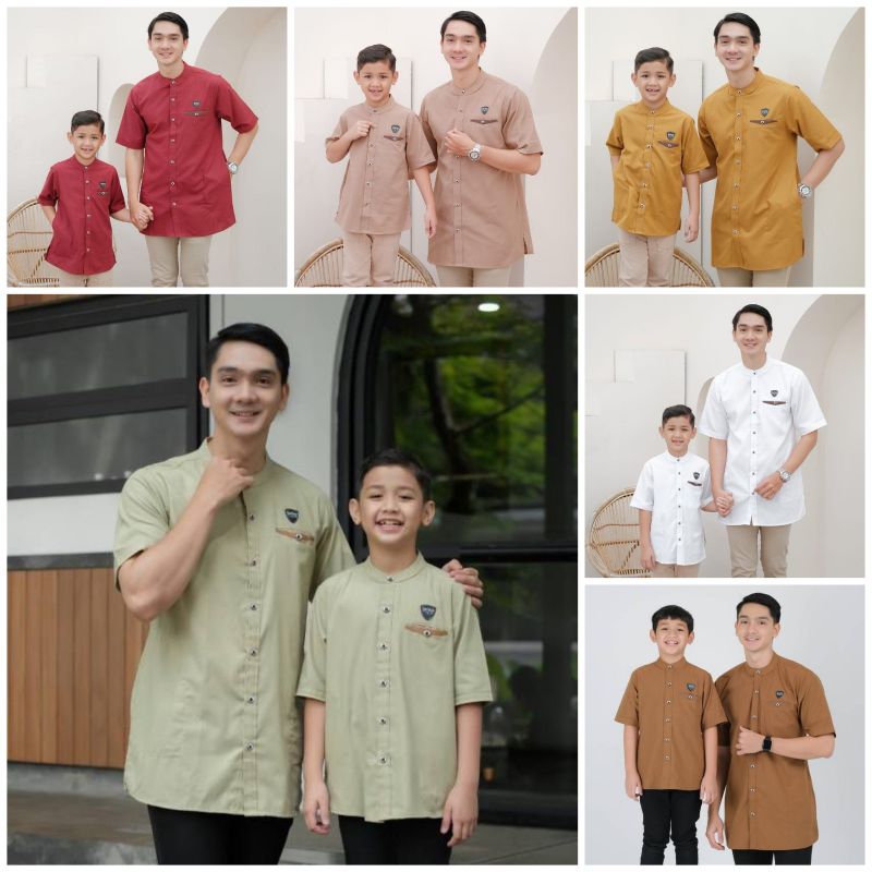 Imfaiz Baju Kemeja Koko Kemko Satuan Terpisah Dewasa & Anak Sage Green