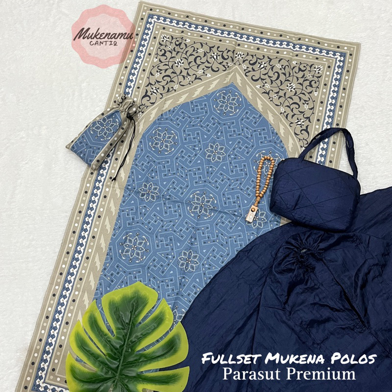 Full Set Mukena Parasut Premium + Sajadah Traveling Motif Kashmeer