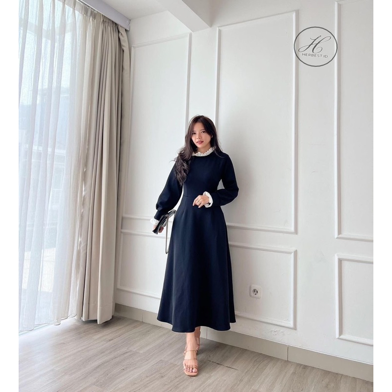 HERBEST 9302 LONG DRESS VINTAGE YUKI KATO DRESS KENGAN PANJANG COTTON WEDGES IMPORT