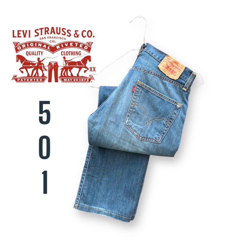 Celana jeans LEVIS 501 reguler classic blue jeans second original [BACA DESKRIPSI]