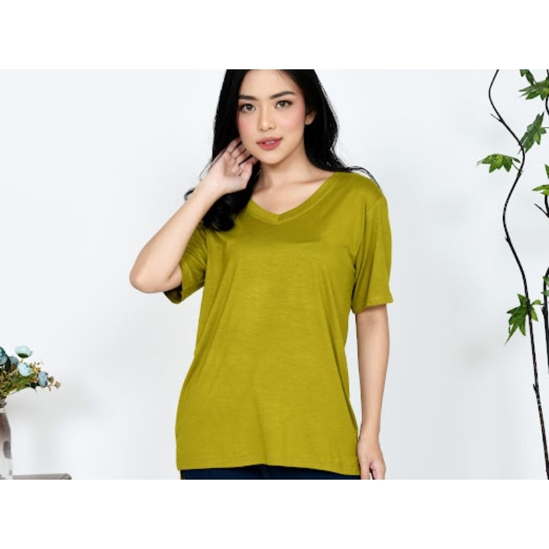 kaos wanita atasan wanita kaos V neck XXL kaos bigsize kaos wanita jumbo kaos polos wanita kaos V ne