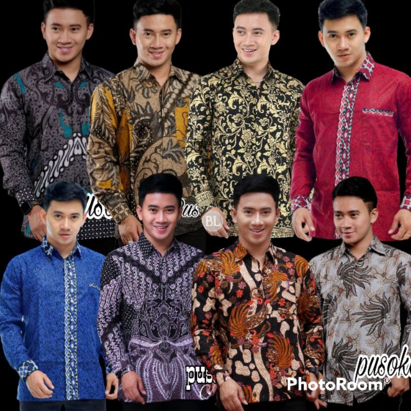 MEN SALE BATIK PRIA SLIM FIT LENGAN PANJANG KOMBINASI HITAM KATUN HQ BATIK PRIA SLIMFIT LBL 298