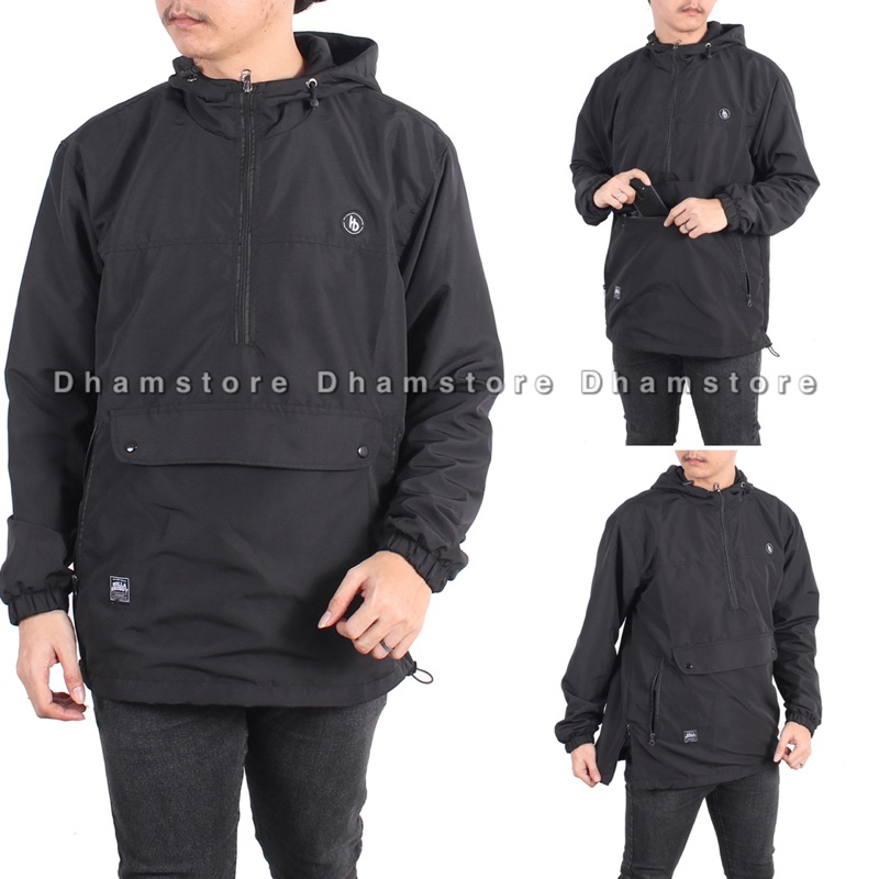 Black Jaket Cougle Holla Broddy Jaket Parasut Jaket Outdoor Jaket Pria