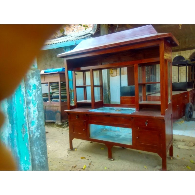 gerobak mie ayam bakso 2 etalase / gerobak mie ayam bakso atap joglo limasan / gerobak mie ayam baks