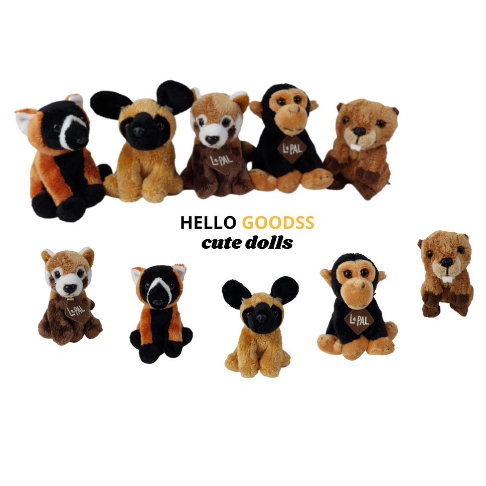 BONEKA BINATANG PREMIUM RED PANDA / LEMUR OREN / HYENA / MONYET  MONKEY / BERANG-BERANG - UKURAN XS 