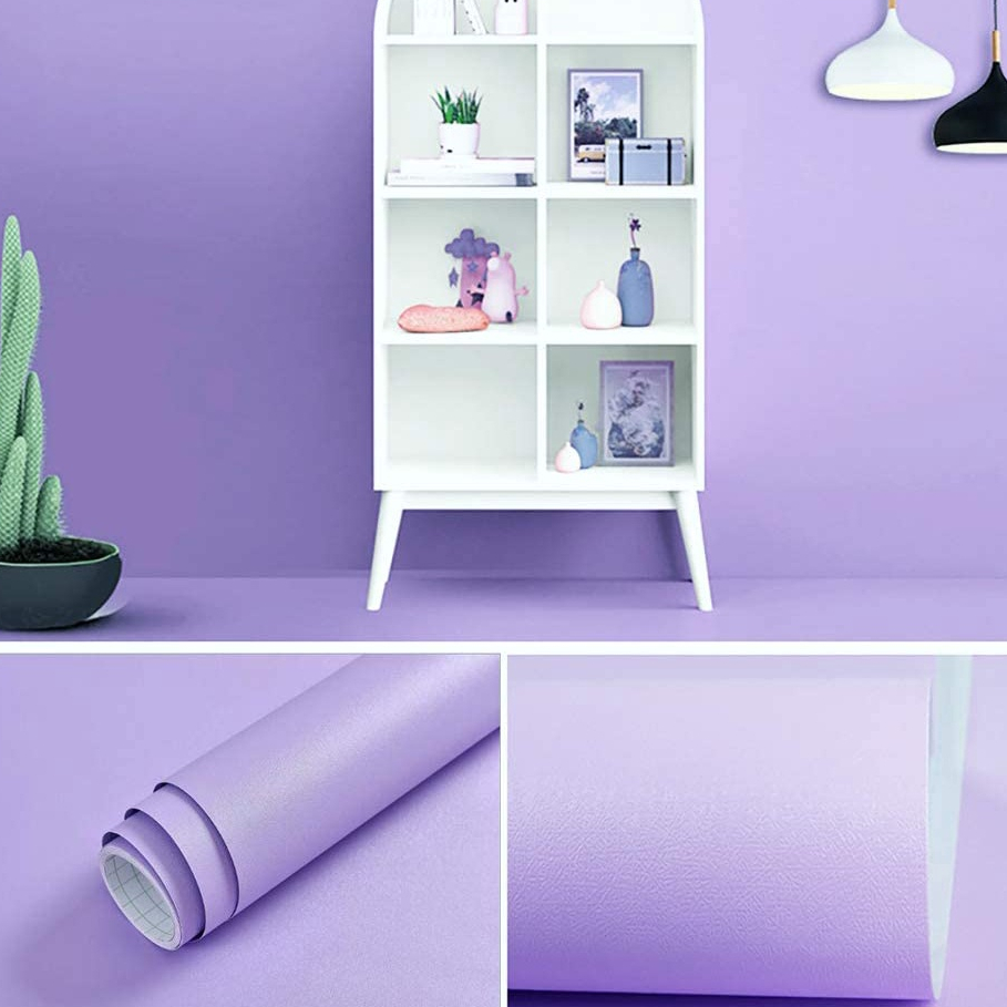 Wallpaper Dinding Polos Ungu Muda Ukuran 45CM X 8METER