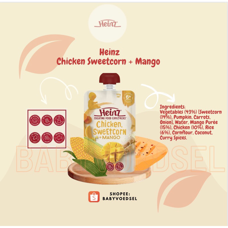 Heinz Chicken Sweetcorn Mango Baby Food Pouch MPASI BEST SELLER Austalia 🇦🇺