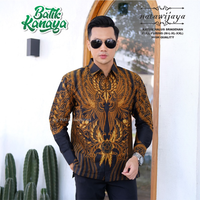 NATAWIJAYA Baju Batik pria Full Furing Bahan Katun Sragenan