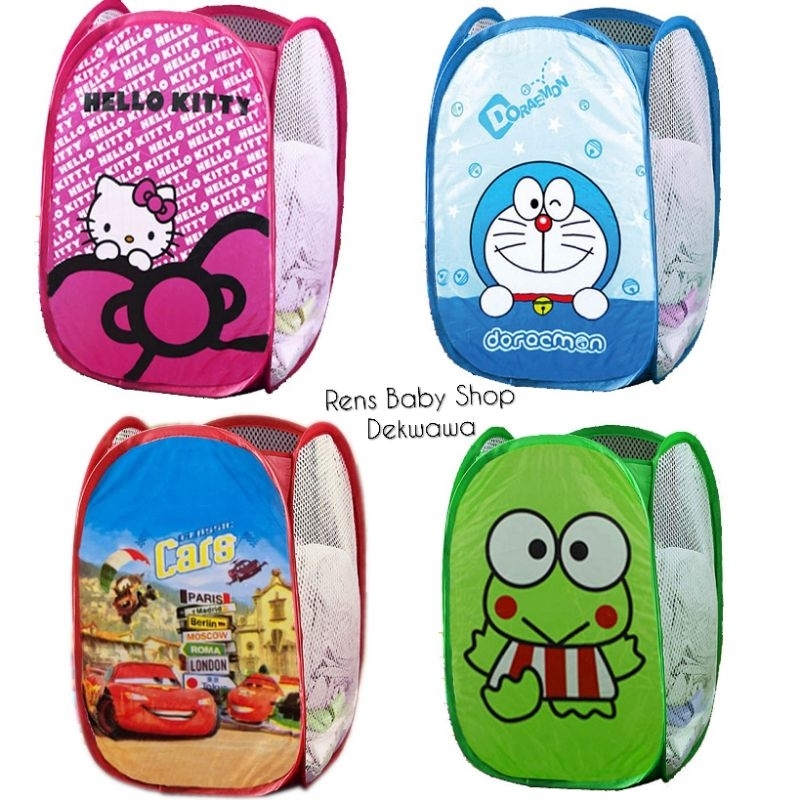 Keranjang Baju Kotor Karakter Doraemon Hello kitty cars keropi Laundry Bag Lipat Portable Import Murah Kuat