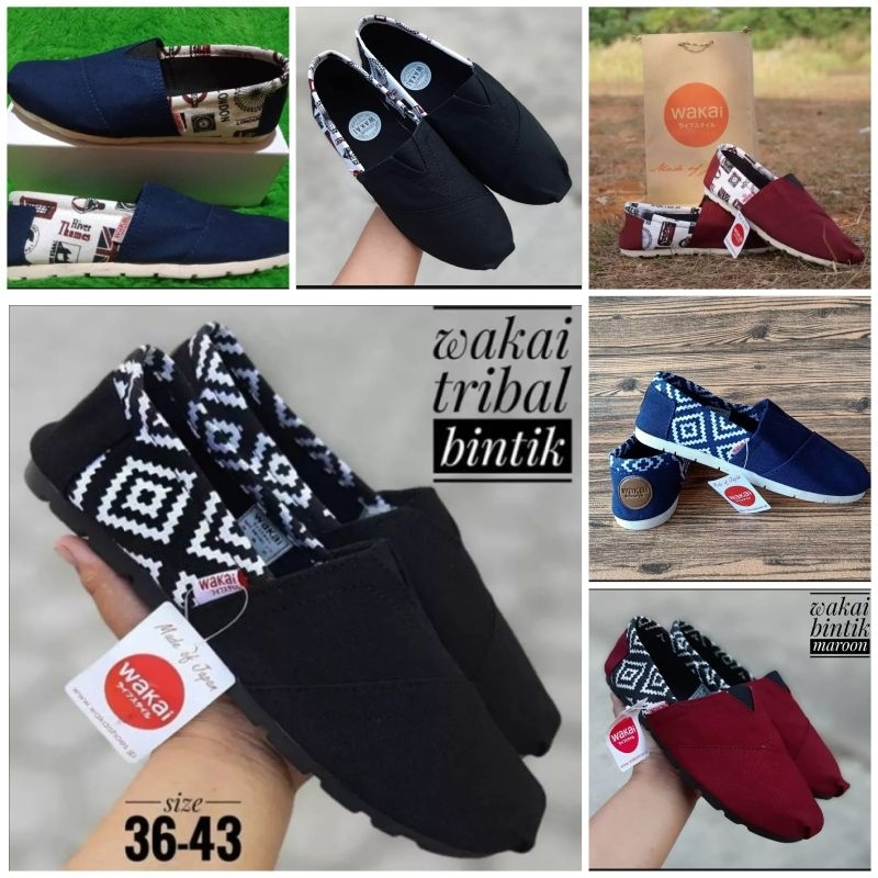 promo pria wanita slip on wakai motif