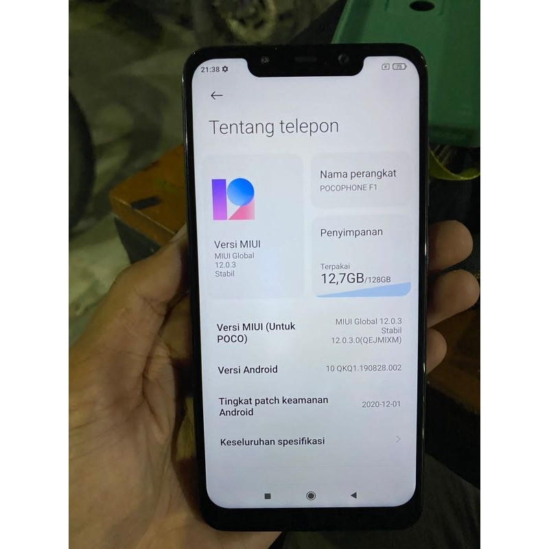 POCOPHONE F1 BATANGAN MINUS JARINGAN  HP+CAS AJA .RAM 6/128