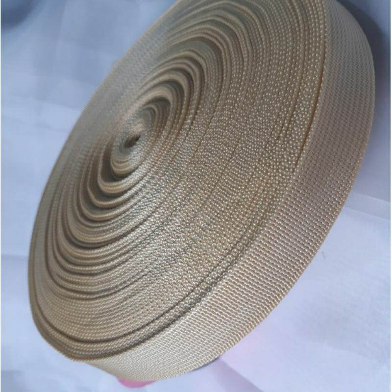 tali bisban warna/ plipit kain/webbing PP ukuran 2, 5 cm  1 rol ( 27 meter)