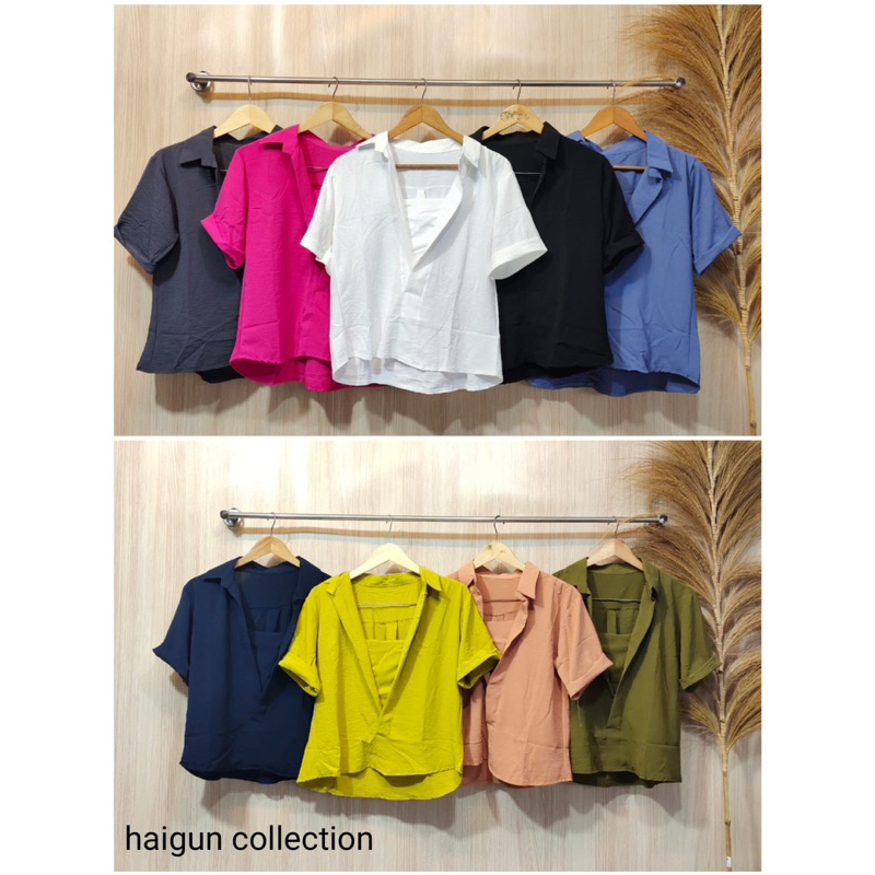 ATASAN BLOUSE / ATASAN KEMEJA SEMI CROP