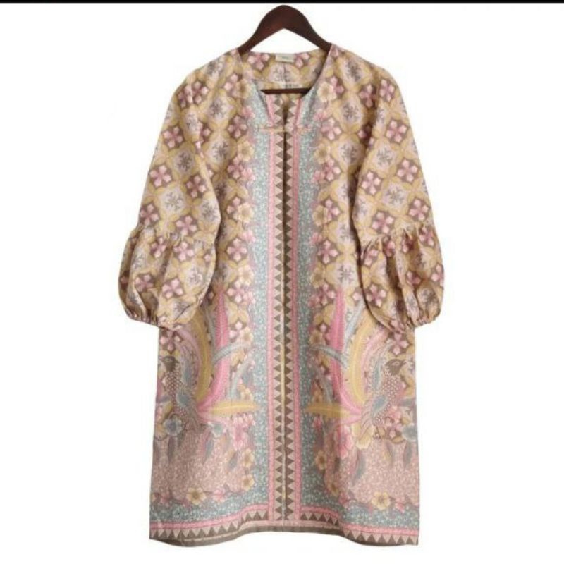 Tunik Dres batik wanita modern solo recommended bahan katun jahitan rapi lengan panjang