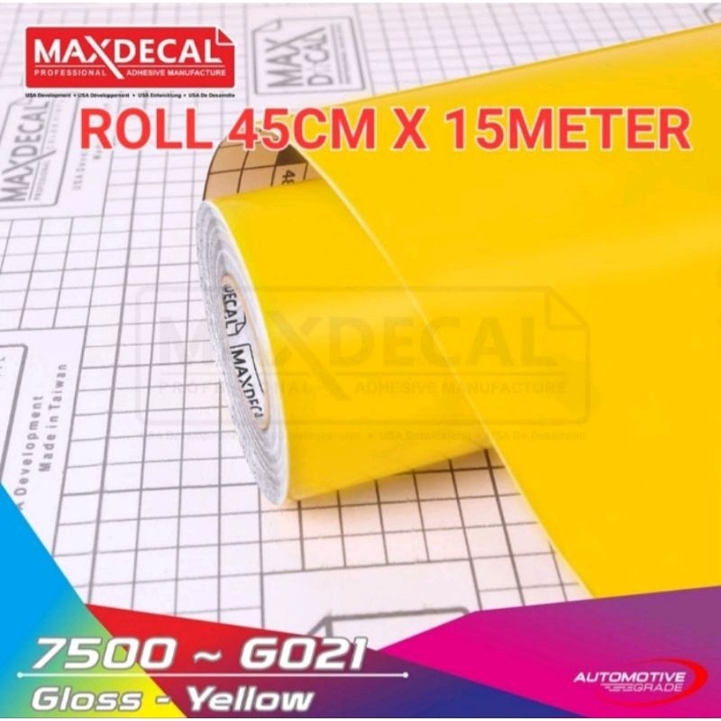 ROLL Sticker Maxdecal 7500 G021 Gloss Yellow 45cm × 15m ROLL