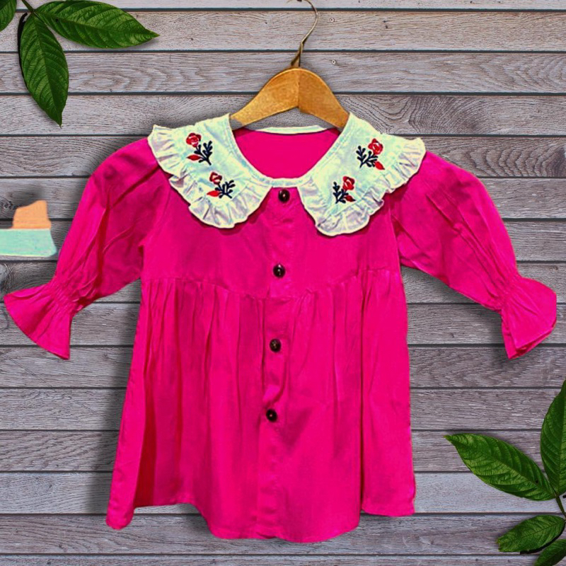 Baju anak perempuan atasan geana renda rayon polos