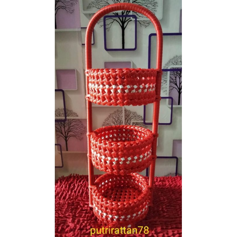termurah keranjang bawang susun 3 rotan sintetis