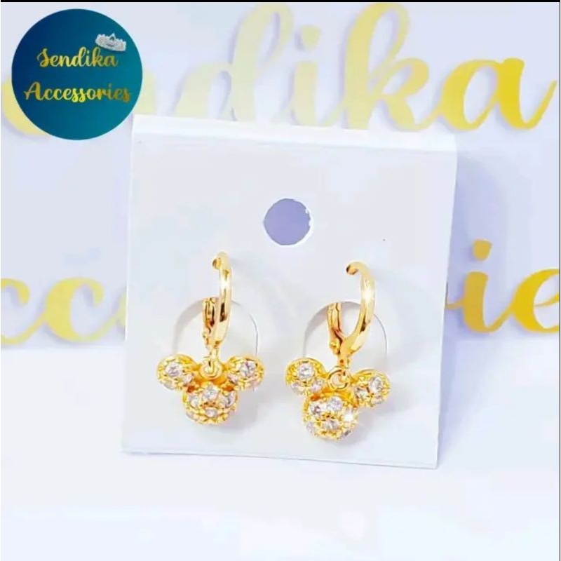 ANTING MICKEY MOUSE GOLD FULL PERMATA