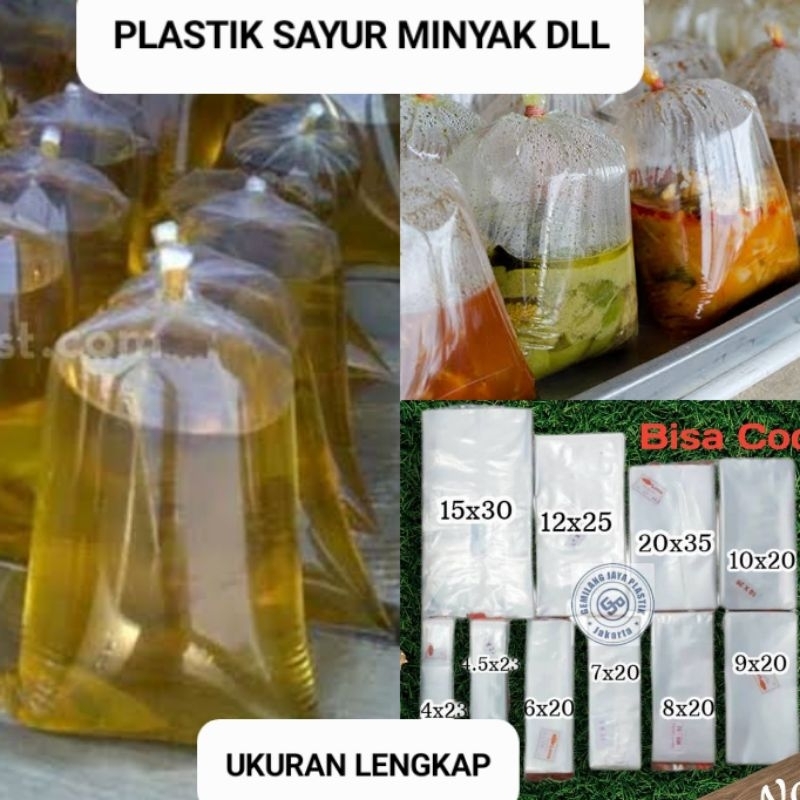 PLASTIK TEBAL BUNGKUS MINYAK MASAKAN PANAS SAYUR SAYURAN TAHAN SANTAN Kantong Plastik TAHAN AIR dan ANTI BOCOR | Plastik bungkus ikan hias | Kantong plastik bening transparan untuk sayur minyak beras sembako | wadah plastik tebal kuat anti robek bocor