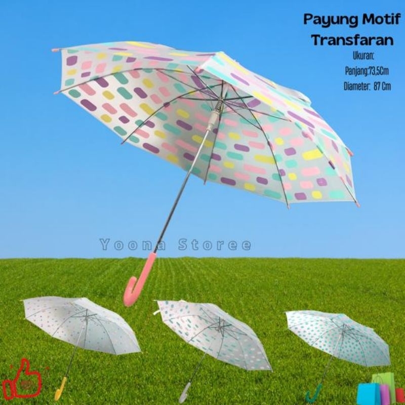 PAYUNG MOTIF TRANSPARAN / PAYUNG TONGKAT  MOTIF(218)
