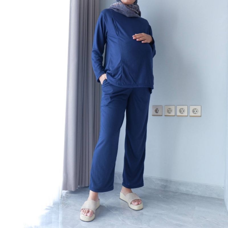 Baju Setelan Menyusui KIARA ONE SET Bukaan Samping Kanan Kiri Babyterry - BUSUI KIARA ONE SET