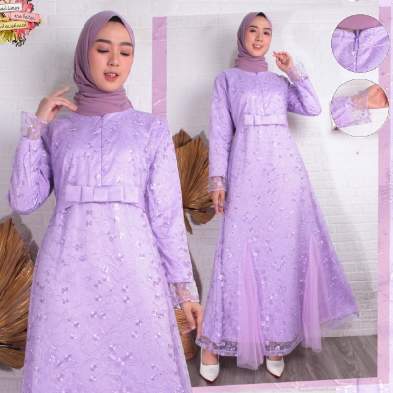 MAXY ANGEL MUTIARA, TILE VELVET, GAMIS HIJAB MUSLIM, MAXY DRESS, 2 UKURAN