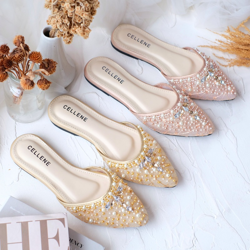 CELLENE KHAI flat beads bassic / wedding shoes flat payet sepatu pengantin