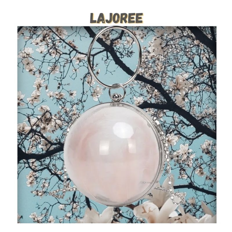 LAJOREE Round Acrylic Clutch Tas Pesta Kondangan Transparant Cantik Bulat