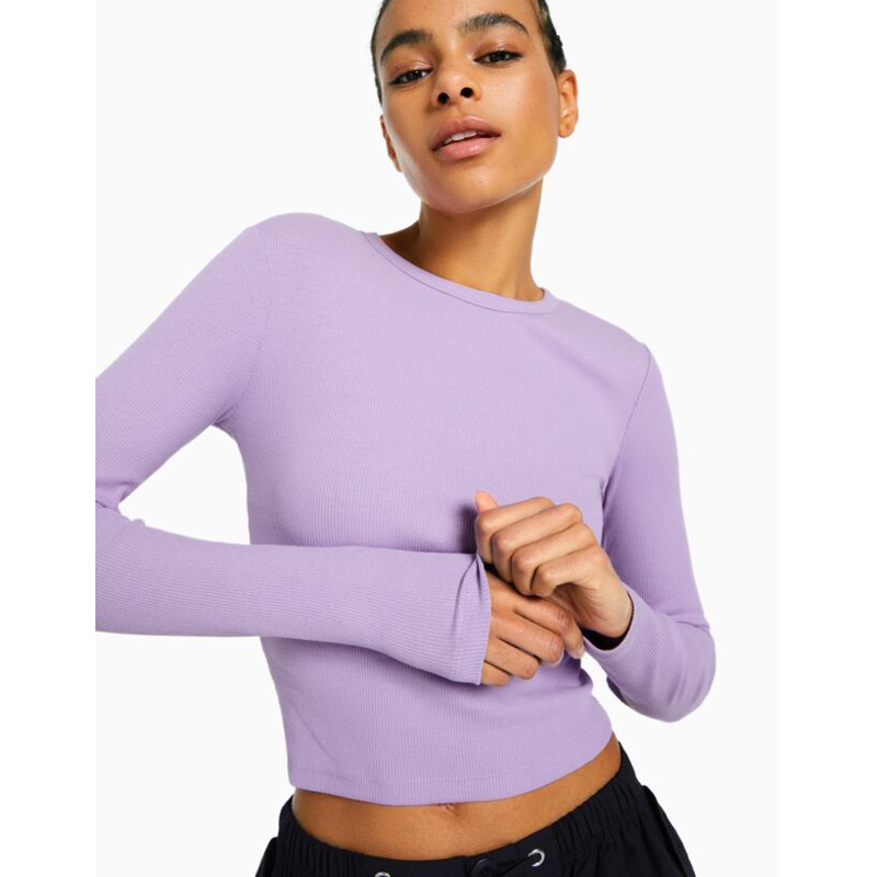 Bershka Ribbed Longsleeve Top