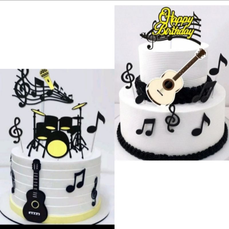 Topper Alat Musik Glitter,Hiasan Kue Alat Music,Miniatur Music