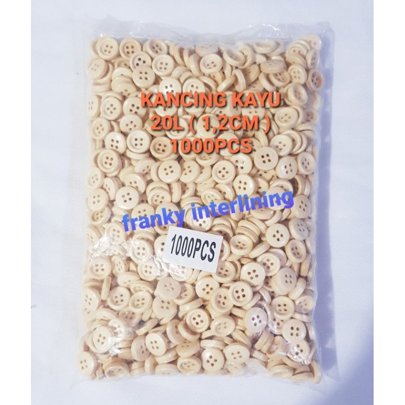 KANCING KAYU LEBAR 20L ( 1,2cm ) 4 LOBANG ISI 1000 PCS