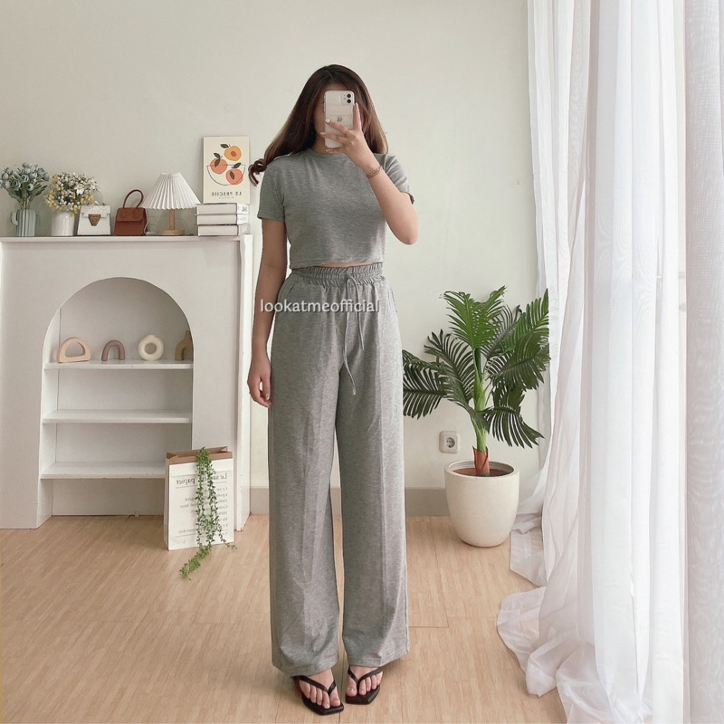 Lookatmeofficial • Ivy Set - Croptop + Pants Setelan Wanita Atasan dan Kulot Premium