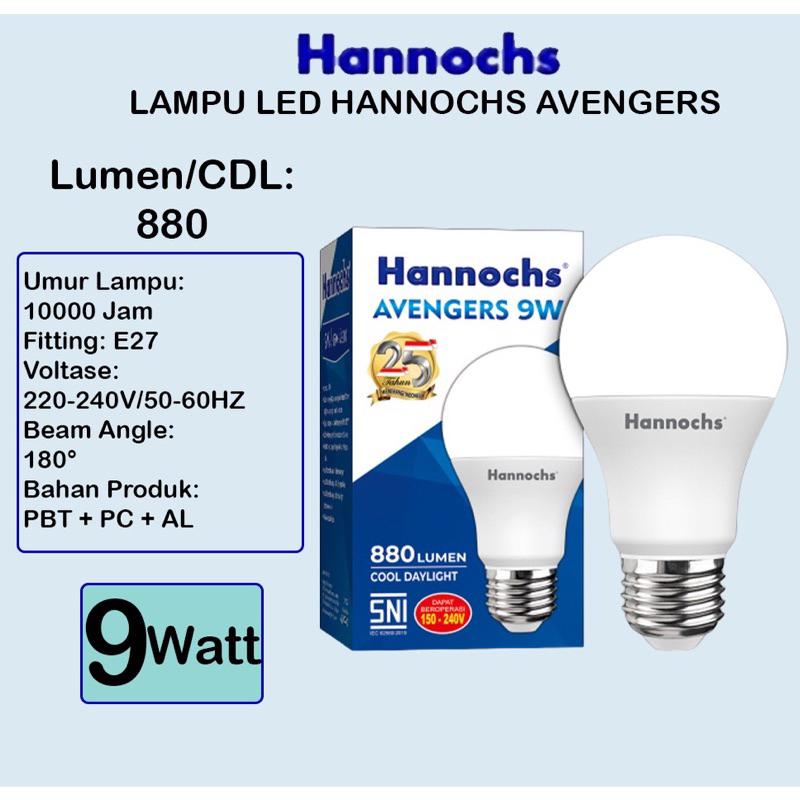 Lampu Hannochs Avengers 5w/9w/15w Cool Daylight