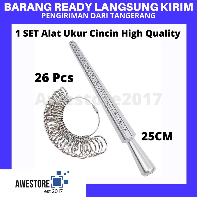 Alat Ukur Cincin Tongkat Ring Sizer Measurement Tool Set Ukuran Jari