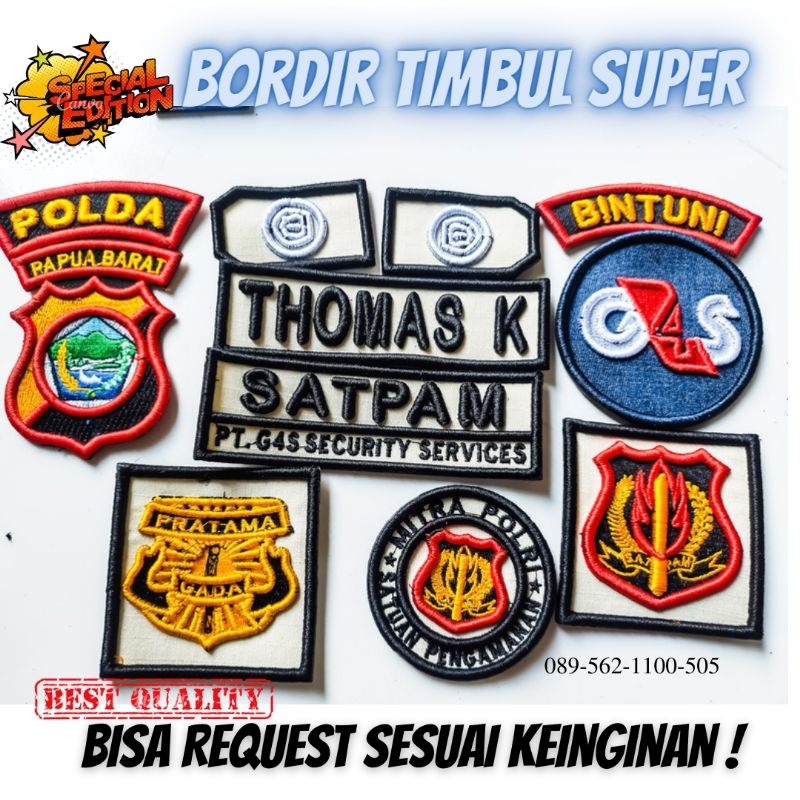 logo bordir satpam security timbul terbaru | atribut satpam murah satu set