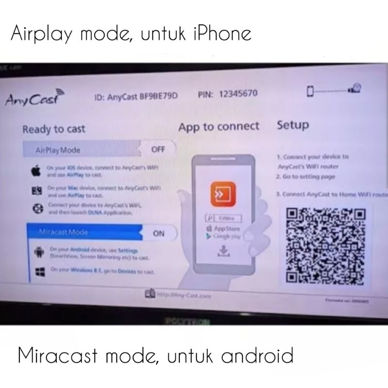 ANYCAST DONGLE MIRACAST ( ALAT UNTUK MENYAMBUNGKAN HP KE TV LED ) PENYAMBUNG PENGHUBUNG HP KE TV