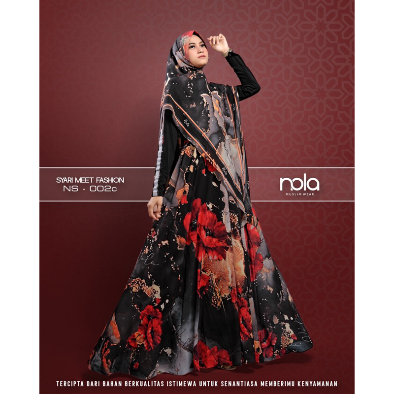 Ready Gamis set syar'i full printing premium NOLA NS 002 by NF collection
