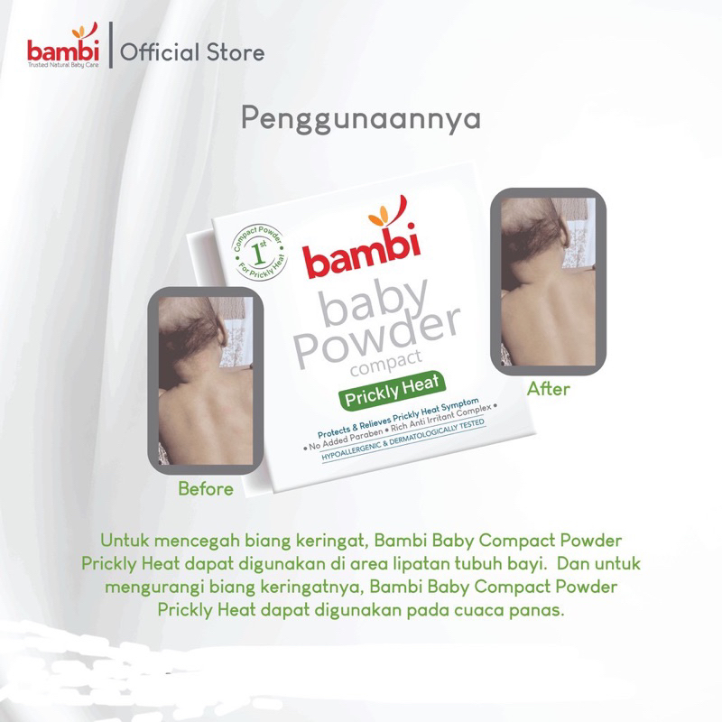 Bambi Baby Prickly Heat tabur 100gr dan Prickly Heat padat 40gr/ bedak biang keringat bayi bambi